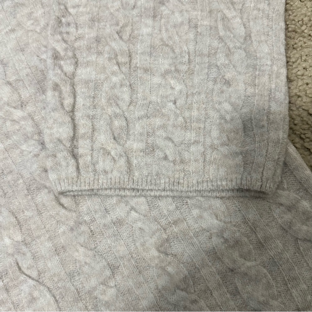 LOFT Heathered Wide Sleeve Cable Sweater in Silver Sand Heather Size XL NWT - Picture 4 of 7